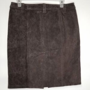 Buffed Pig Skin Polyester Lined Brown Mini Work Casual Skirt, size 8
